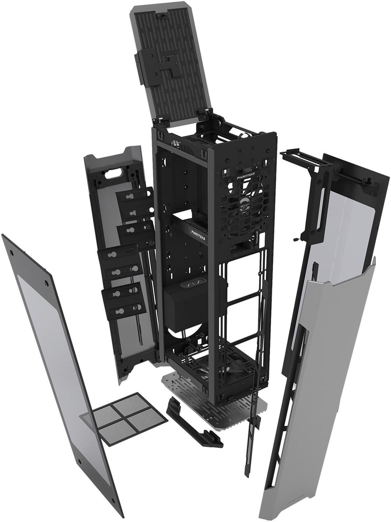 Alt view image 5 of 14 - Phanteks Enthoo Evolv Shift X PH-ES217XE_AG Anthracite Gray Anodized aluminium panels, Powder coated steel chassis, Tempered glass side panels Mini-ITX Tower Computer Case Support SFX, SFX-L, ATX (limited to 160mm) Power Supply