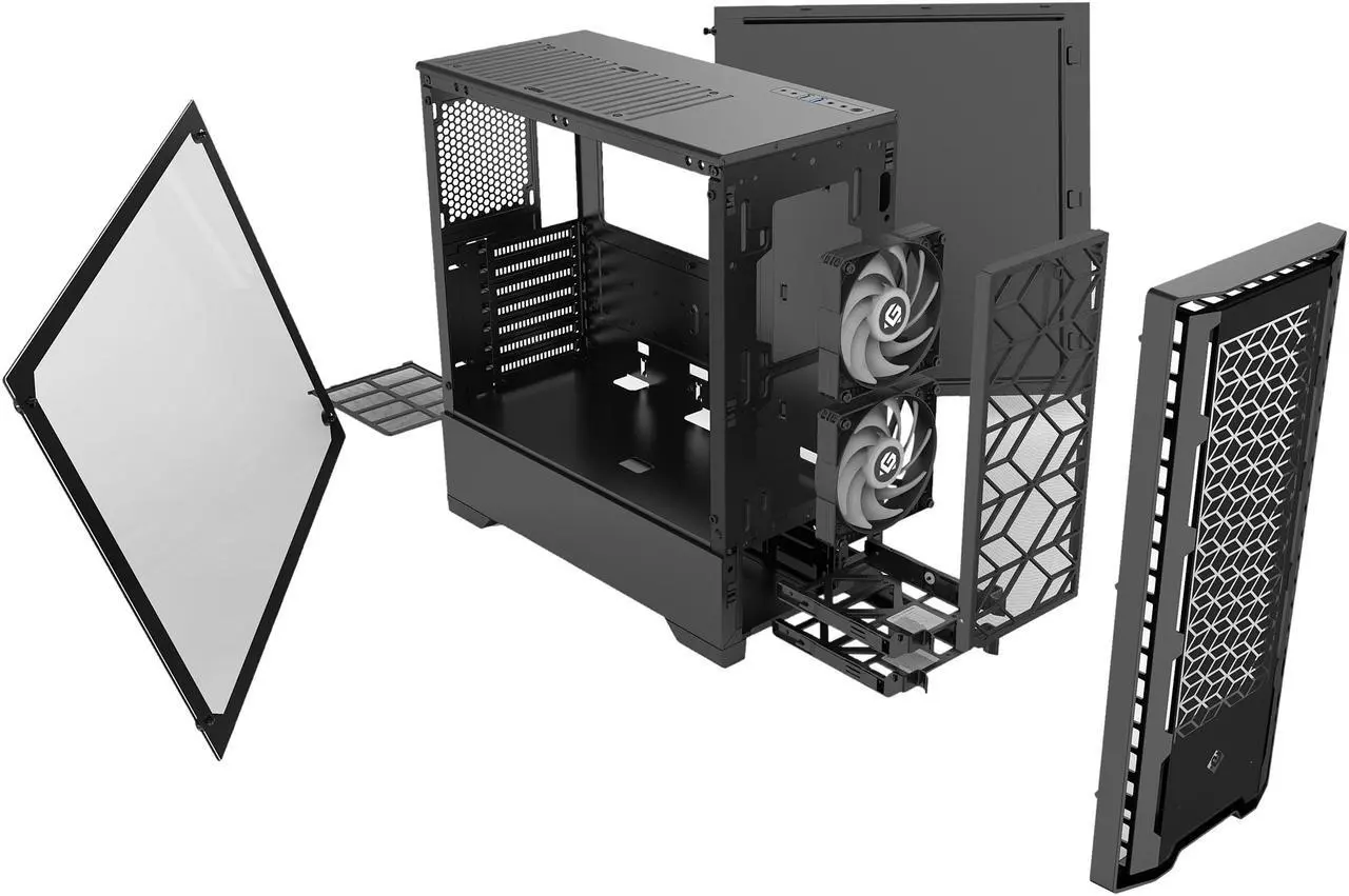 Alt view image 10 of 13 - Metallic Gear Neo-G Mid-Tower ATX, Decorative Tempered Glass Front Design, 2x 120 Digital RGB Skiron Fans, D-RGB Controller, Black