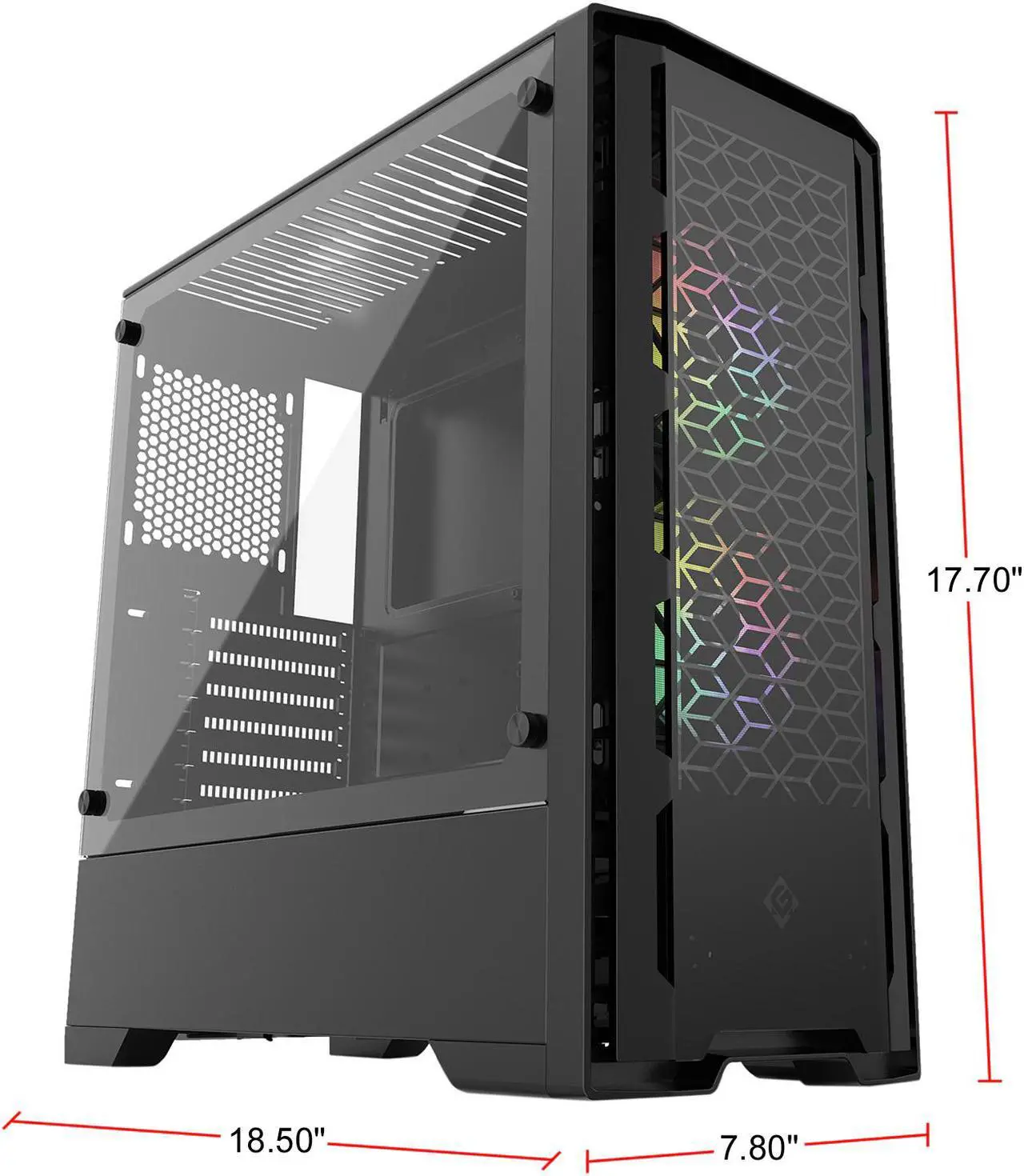 Alt view image 11 of 13 - Metallic Gear Neo-G Mid-Tower ATX, Decorative Tempered Glass Front Design, 2x 120 Digital RGB Skiron Fans, D-RGB Controller, Black