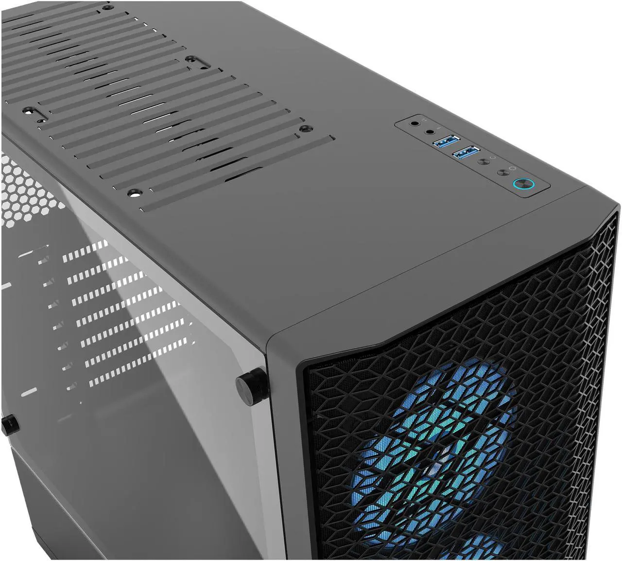 Alt view image 6 of 13 - Metallic Gear Neo Air ATX Mid Tower High Airflow Mesh Front Design, 2x 120mm RGB Skiron Fans, RGB Controller, Black