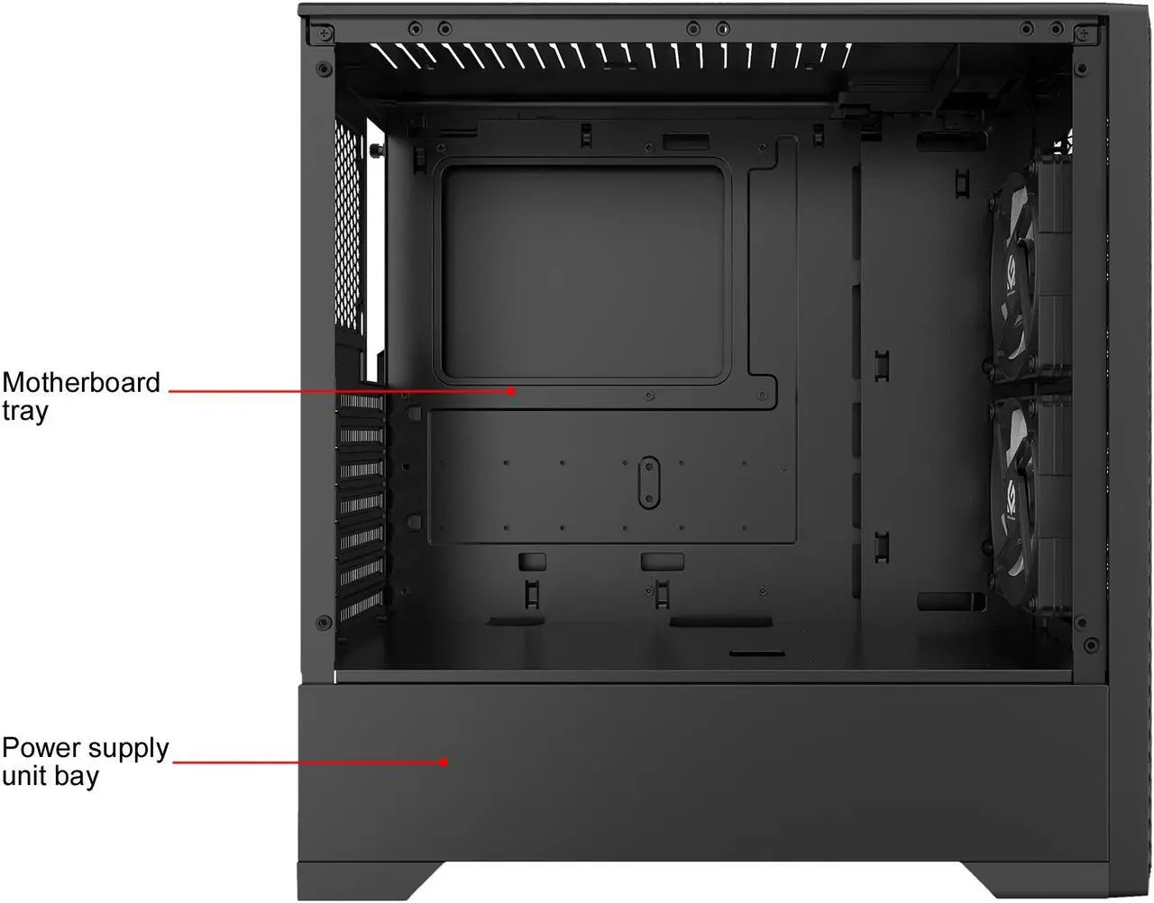 Alt view image 11 of 13 - Metallic Gear Neo Air ATX Mid Tower High Airflow Mesh Front Design, 2x 120mm RGB Skiron Fans, RGB Controller, Black
