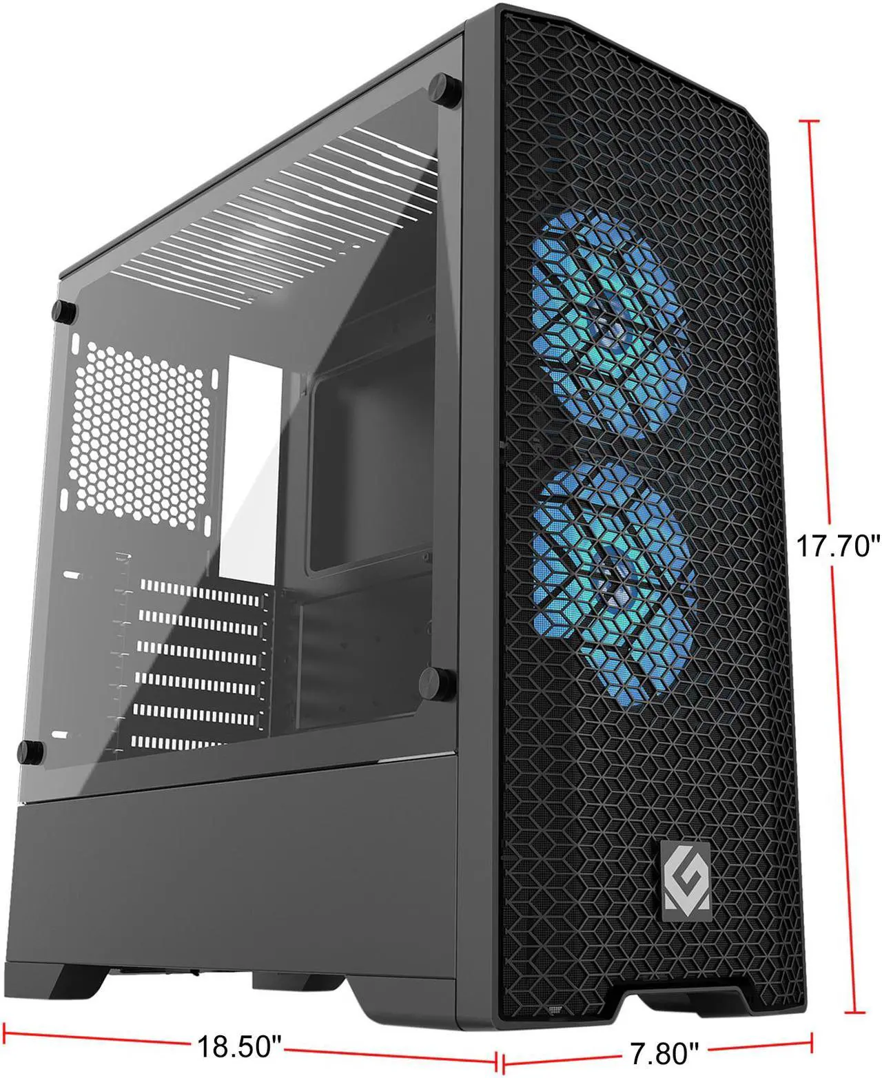 Alt view image 13 of 13 - Metallic Gear Neo Air ATX Mid Tower High Airflow Mesh Front Design, 2x 120mm RGB Skiron Fans, RGB Controller, Black
