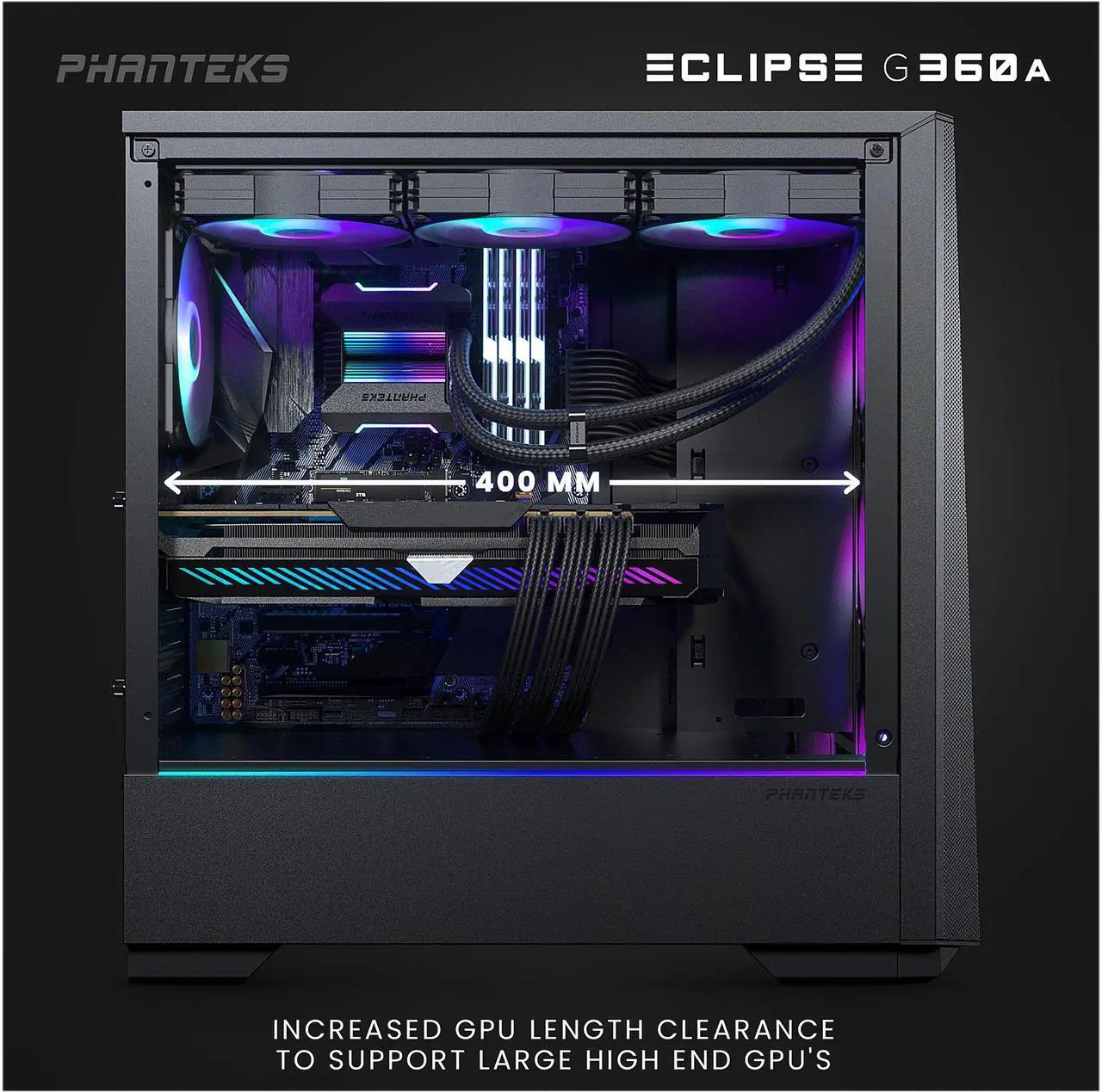 Alt view image 6 of 8 - Phanteks Eclipse G360A PH-EC360ATG_DBK02 Black Steel / Tempered Glass ATX Mid Tower Computer Case