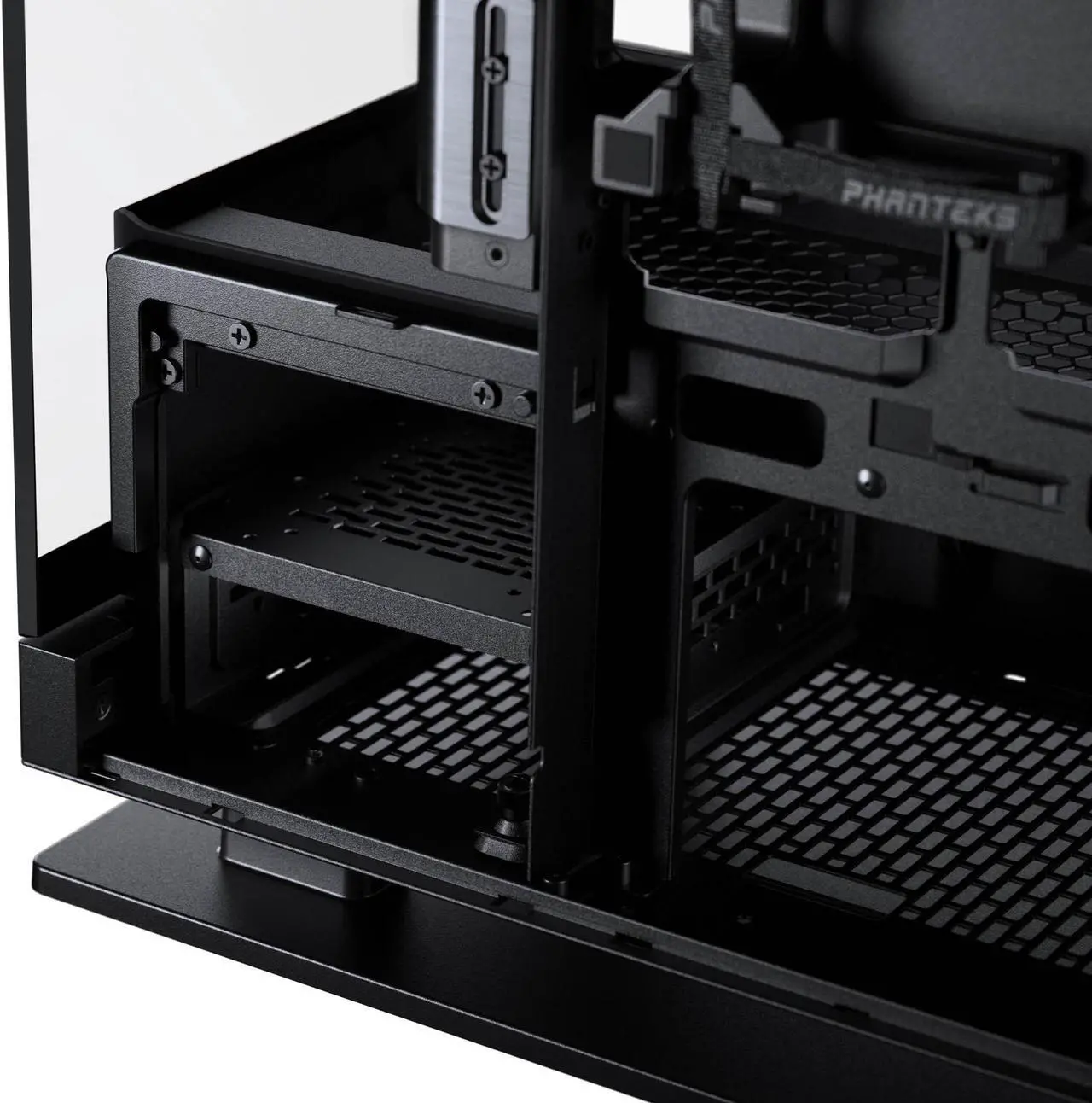 Alt view image 11 of 11 - Phanteks Evolv X2, Mid-Tower Gaming Chassis, Vertical Cooling System, See-through Tempered Glass Chassis, Brushed Aluminum interior panel with Integrated D-RGB Lighting, Brushed Black