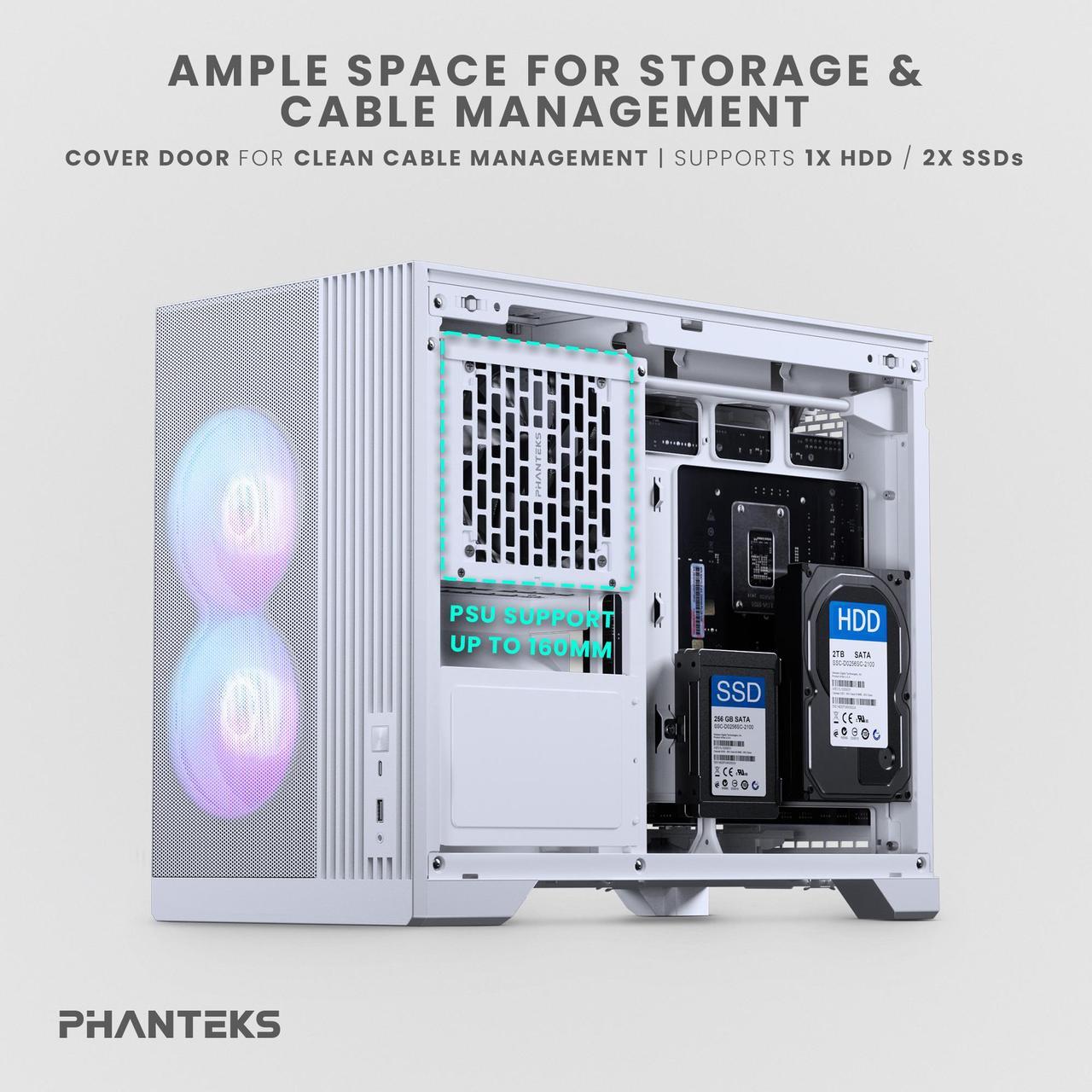 Alt view image 5 of 5 - Phanteks XT M3, Compact Micro-ATX Gaming Chassis, High Airflow Performance Mesh, Tempered Glass Window, 3x 120mm D-RGB fans, White