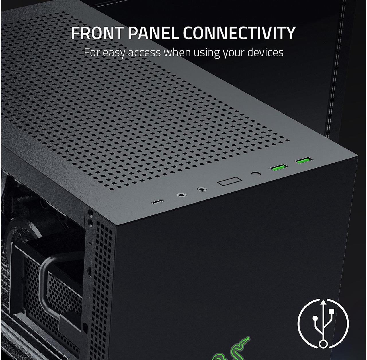 Alt view image 6 of 7 - Razer Tomahawk RC21-01400100-R3M1 Steel / Tempered Glass Mini-ITX Computer Case