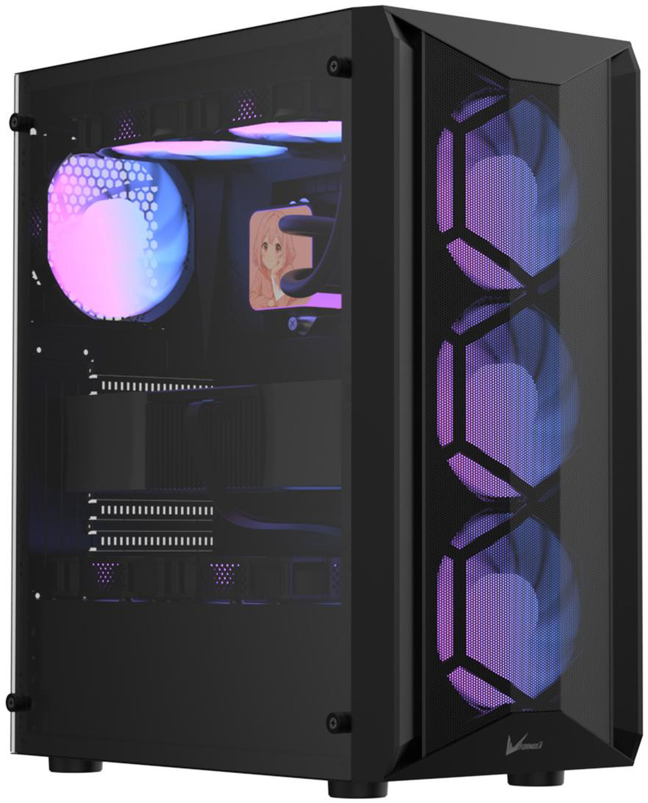 Open Box: Formula V Line Air Power G1 Mid-Tower PC Case, Bold Angular Mesh Front, Pre-Installed ARGB Fans, Supports ATX/M-ATX/ITX, 335mm GPU, USB 3.0 - Newegg.com - Open Box condition - Image 9