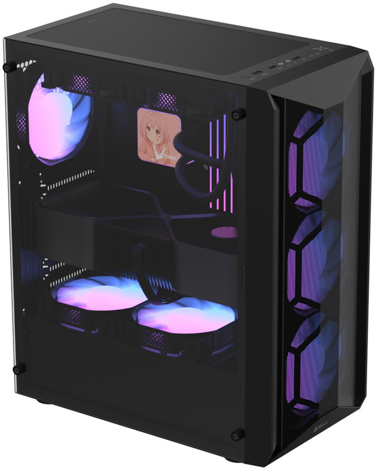 Open Box: Formula V Line Air Power G1 Mid-Tower PC Case, Bold Angular Mesh Front, Pre-Installed ARGB Fans, Supports ATX/M-ATX/ITX, 335mm GPU, USB 3.0 - Newegg.com - Open Box condition - Image 11