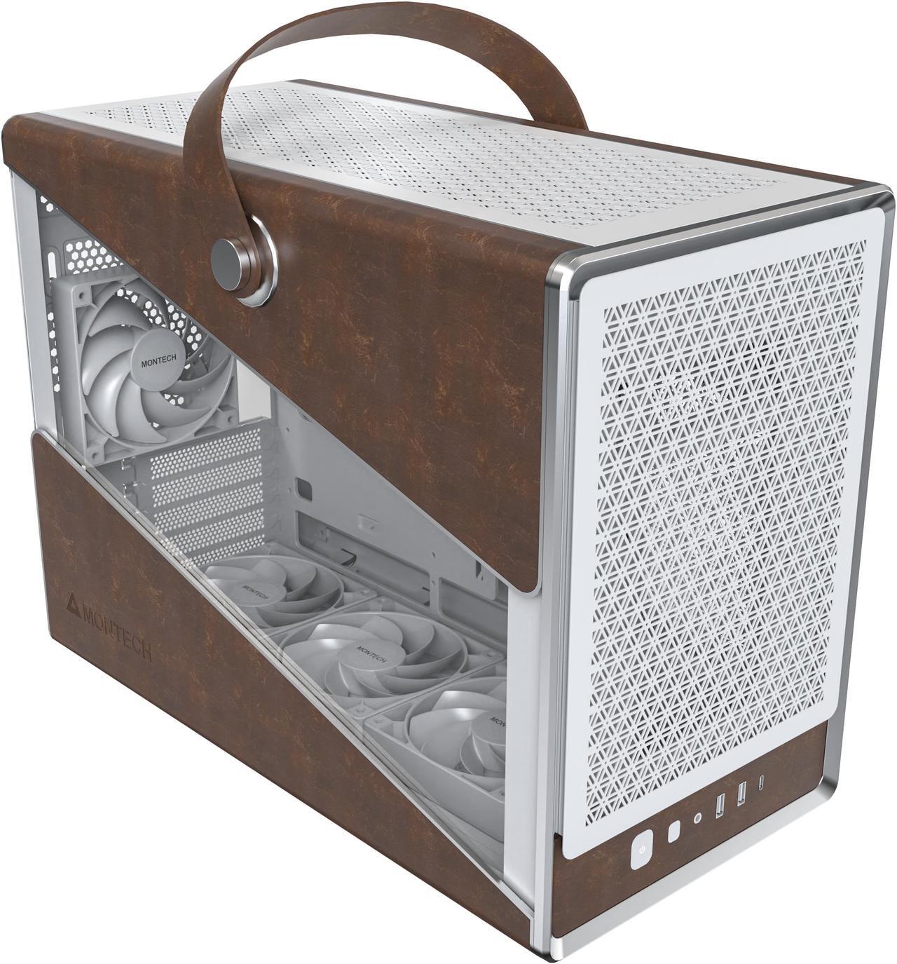 Main image of Montech Heritage PRO White White Steel / Leather / Tempered Glass Micro ATX/Mini ITX (Backplane) Computer Case