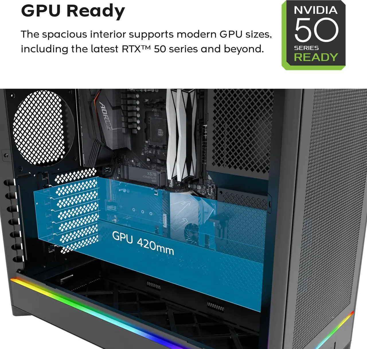 Alt view image 4 of 16 - MONTECH HS01 PRO, ATX Mid-Tower PC Case, Gaming PC, High-Airflow, Reversible Layout, Mesh Front Panel, 5x ARGB PWM Fan Pre-Installed, Sink-in Design, Toolless Panels, Black
