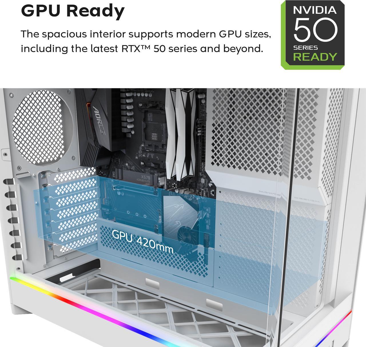 Alt view image 8 of 17 - MONTECH HS02 PRO, ATX Mid-Tower PC Case, Gaming PC, High-Airflow, Reversible Layout, Sturdy Curved Tempered Glass Front Panel, 5x ARGB PWM Fan Pre-Installed, Sink-in Design, Toolless Panels, Black, US