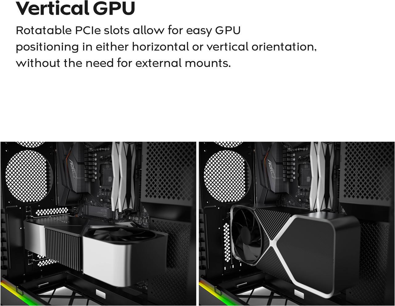 Alt view image 17 of 17 - MONTECH HS02 PRO, ATX Mid-Tower PC Case, Gaming PC, High-Airflow, Reversible Layout, Sturdy Curved Tempered Glass Front Panel, 5x ARGB PWM Fan Pre-Installed, Sink-in Design, Toolless Panels, Black, US