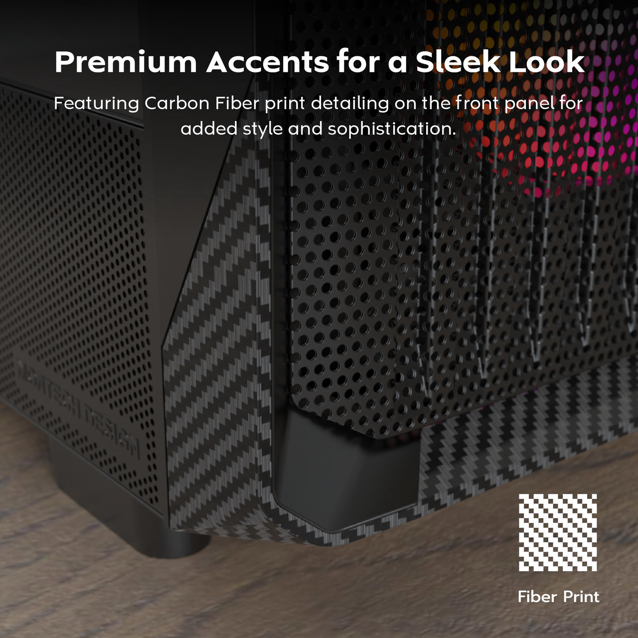 Open Box: MONTECH X5- ATX Mid-Tower Gaming PC Case, High Airflow, 3x 140mm and 1x 120mm ARGB Fans Pre-installed, Glass Side Panel, Carbon Print Accents, GPU Holder Included, Black - Newegg.com - Open Box condition - Image 11