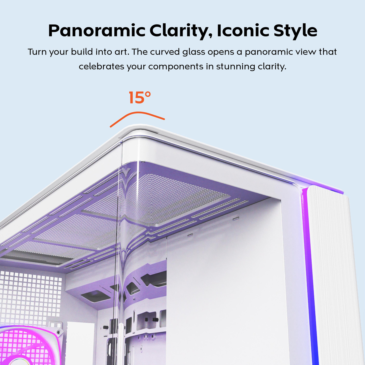Open Box: MONTECH KING 45 PRO ATX PC Case, Curved Panoramic Glass, Chimney Airflow, 360mm Radiator Support, Compact Build for High-Performance Systems, 4 ARGB PWM Fan Pre-Installed with Fan Hub, White - Newegg.com - Open Box condition - Image 11