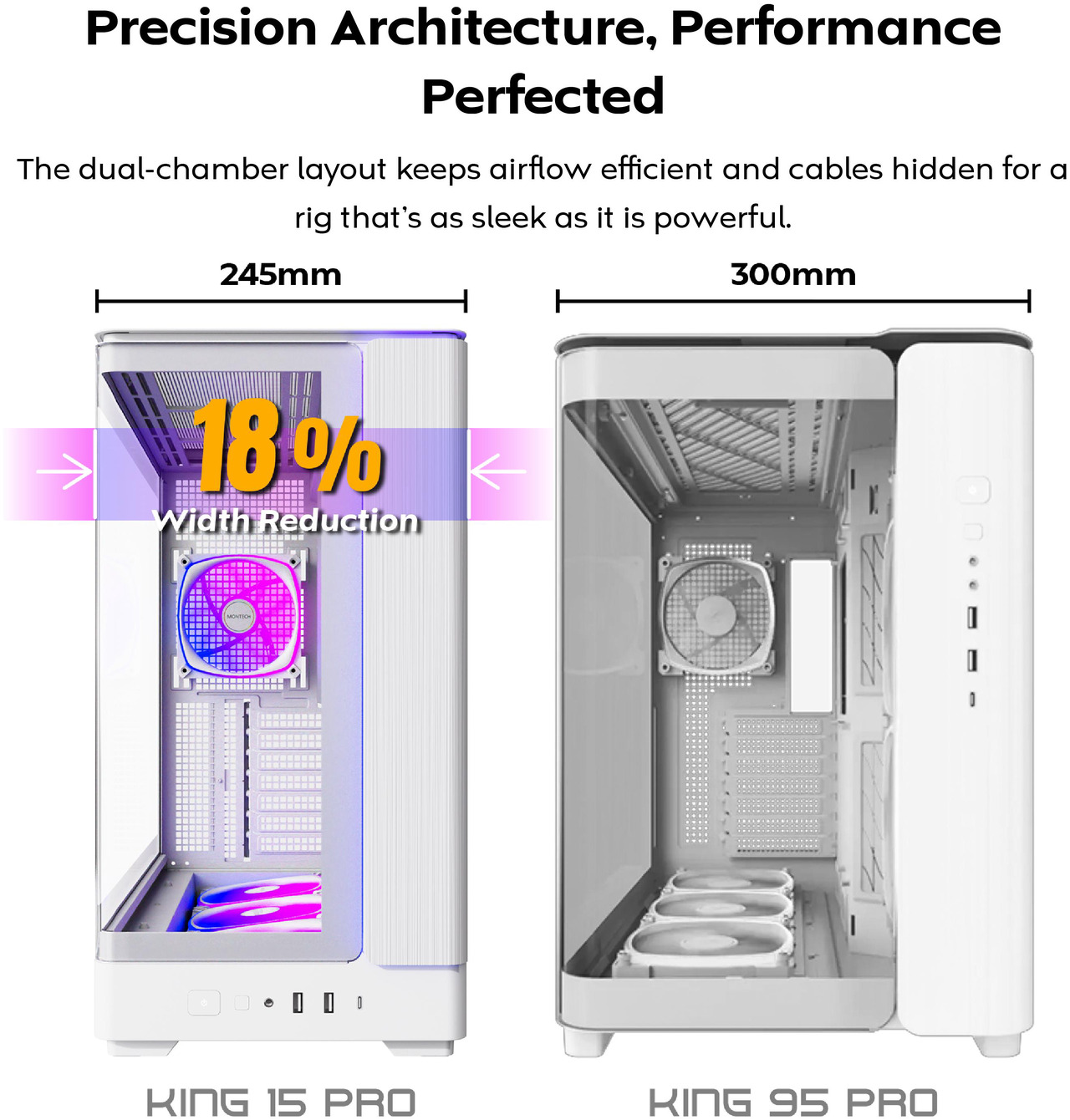 Open Box: MONTECH KING 45 PRO ATX PC Case, Curved Panoramic Glass, Chimney Airflow, 360mm Radiator Support, Compact Build for High-Performance Systems, 4 ARGB PWM Fan Pre-Installed with Fan Hub, White - Newegg.com - Open Box condition - Image 12