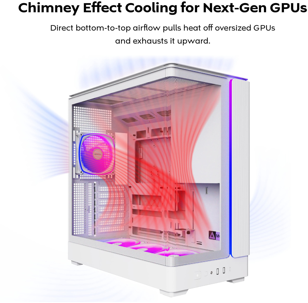 Open Box: MONTECH KING 45 PRO ATX PC Case, Curved Panoramic Glass, Chimney Airflow, 360mm Radiator Support, Compact Build for High-Performance Systems, 4 ARGB PWM Fan Pre-Installed with Fan Hub, White - Newegg.com - Open Box condition - Image 14