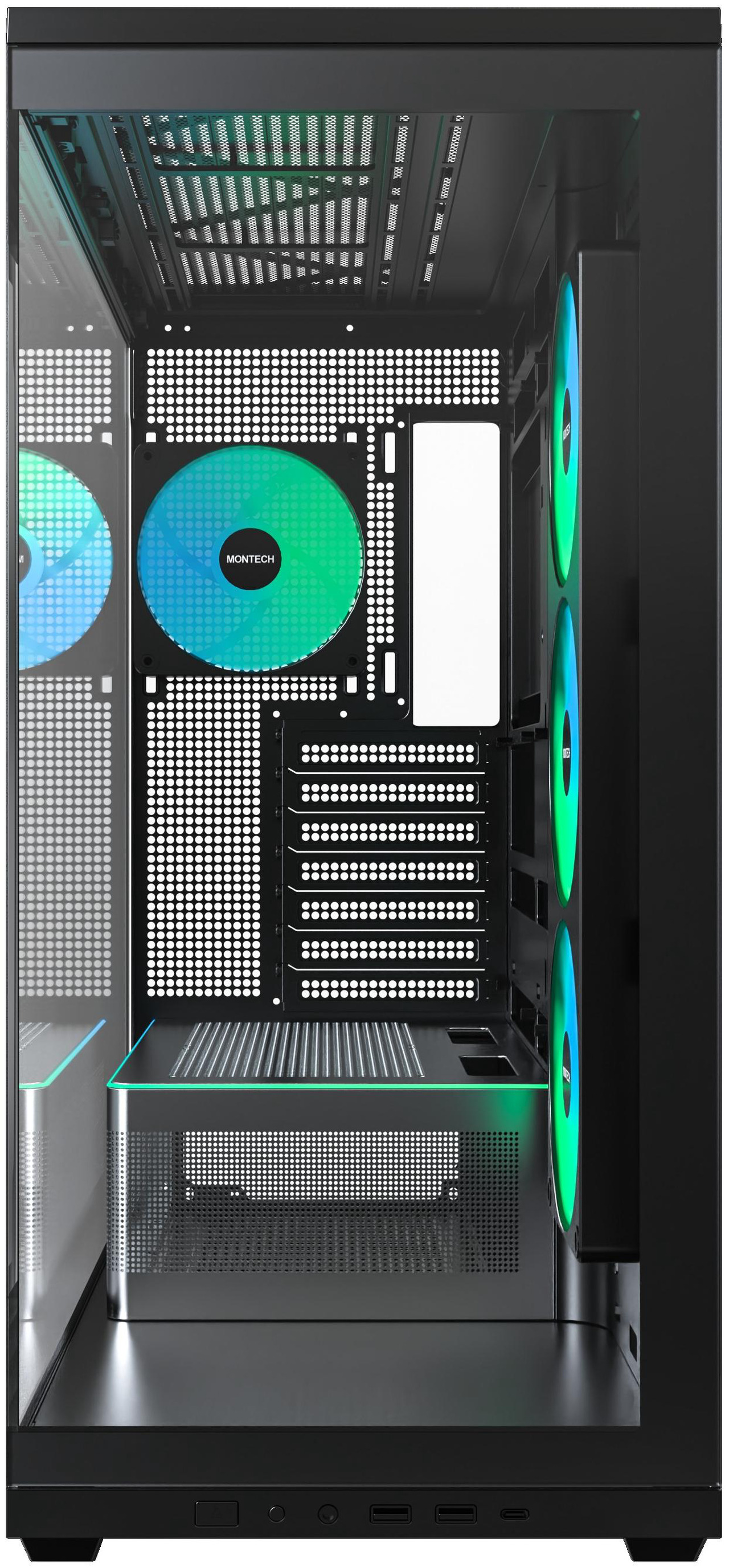 Open Box: MONTECH TG3 Panoramic ATX Mid-Tower PC Case, Pre-Installed 360mm ARGB Unibody Fans & 1x120mm ARGB Fan, ARGB Strip, Supports 360mm Radiator, RTX 5090 GPUs & Back-Connect Motherboards, Black - Newegg.com - Open Box condition - Image 22