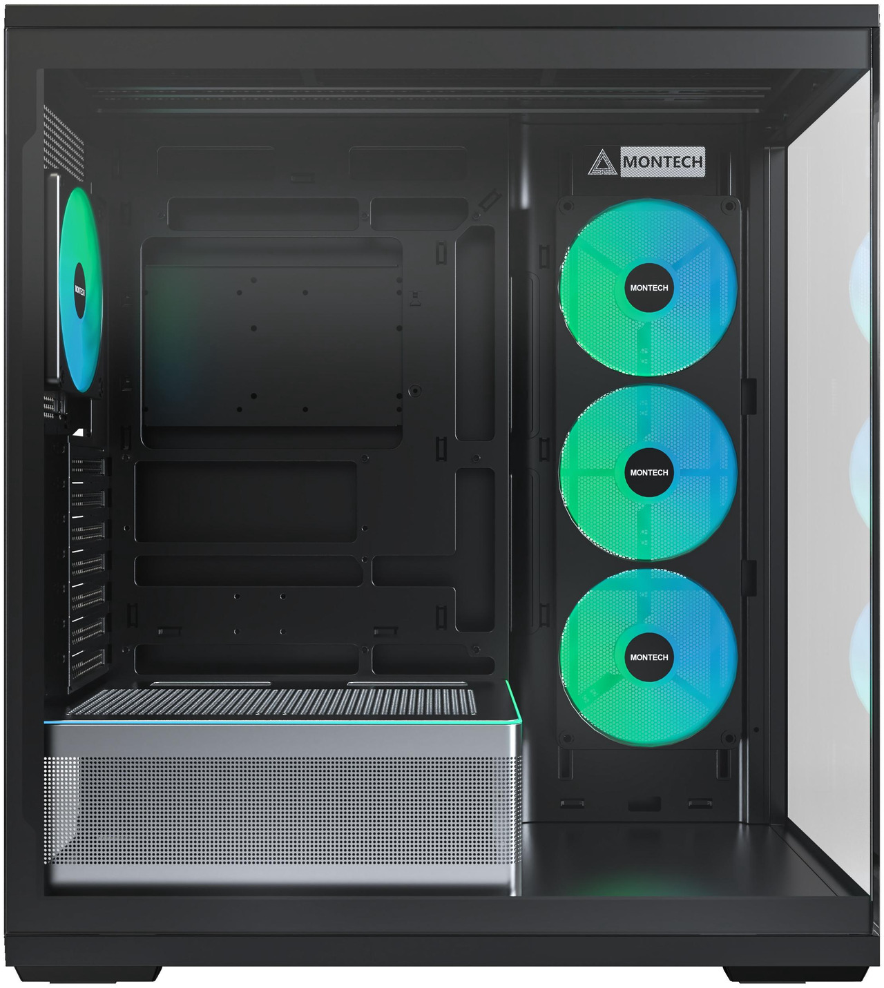 Open Box: MONTECH TG3 Panoramic ATX Mid-Tower PC Case, Pre-Installed 360mm ARGB Unibody Fans & 1x120mm ARGB Fan, ARGB Strip, Supports 360mm Radiator, RTX 5090 GPUs & Back-Connect Motherboards, Black - Newegg.com - Open Box condition - Image 23