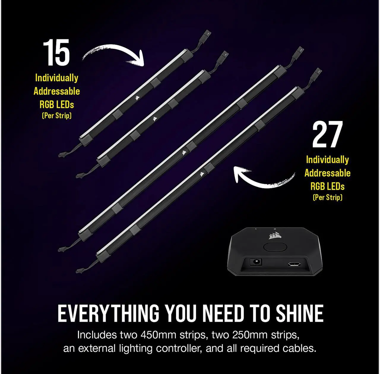 Alt view image 3 of 7 - CORSAIR iCUE LS100 Smart Lighting Strip Starter Kit, CD-9010001-NA