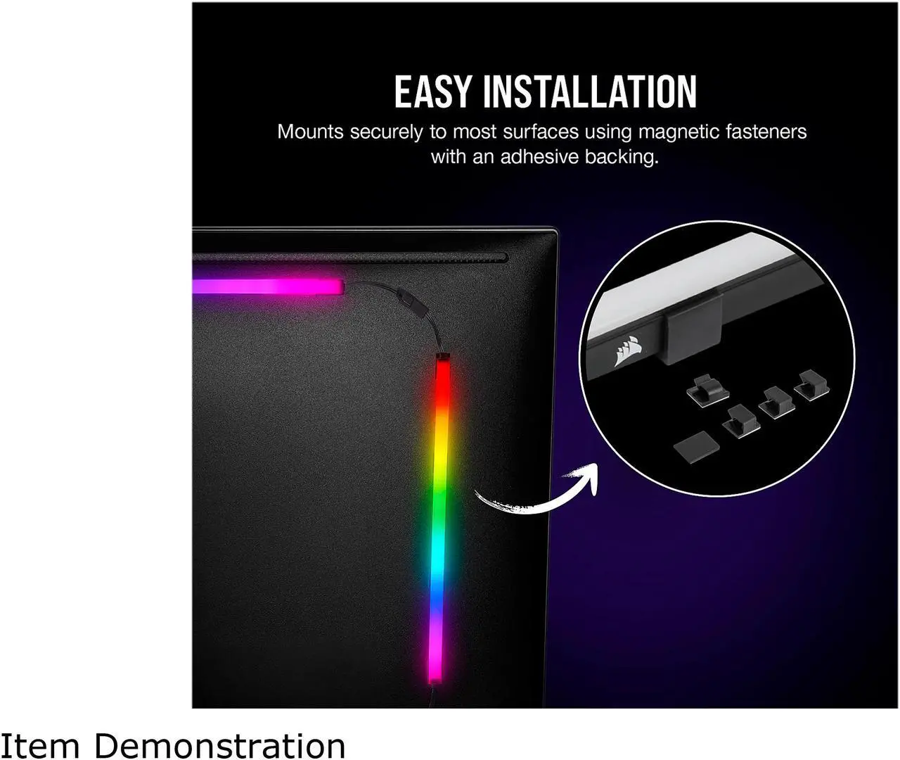 Alt view image 6 of 7 - CORSAIR iCUE LS100 Smart Lighting Strip Starter Kit, CD-9010001-NA