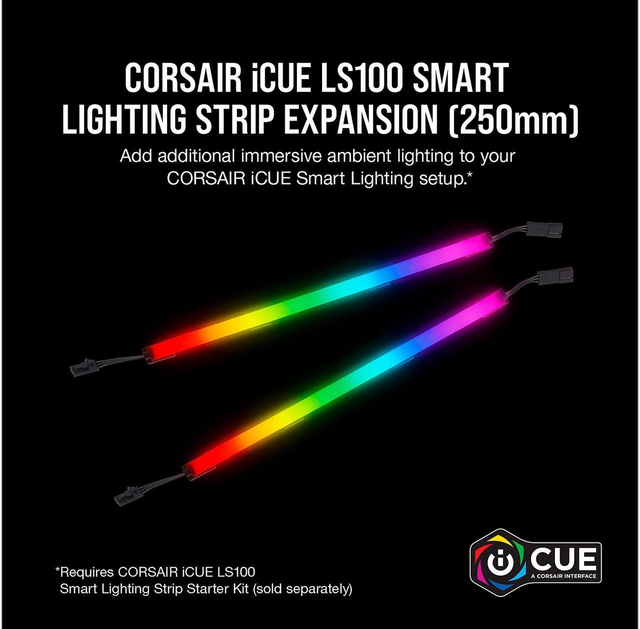 Alt view image 2 of 7 - CORSAIR iCUE LS100 Smart Lighting Strip Expansion Kit 250mm, CD-9010001-WW/SS
