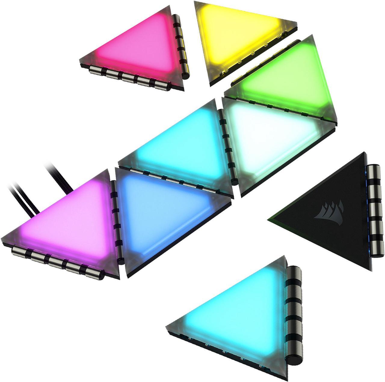 CORSAIR iCUE LC100 Case Accent Lighting Panels - Mini Triangle - 9x Tile Starter Kit