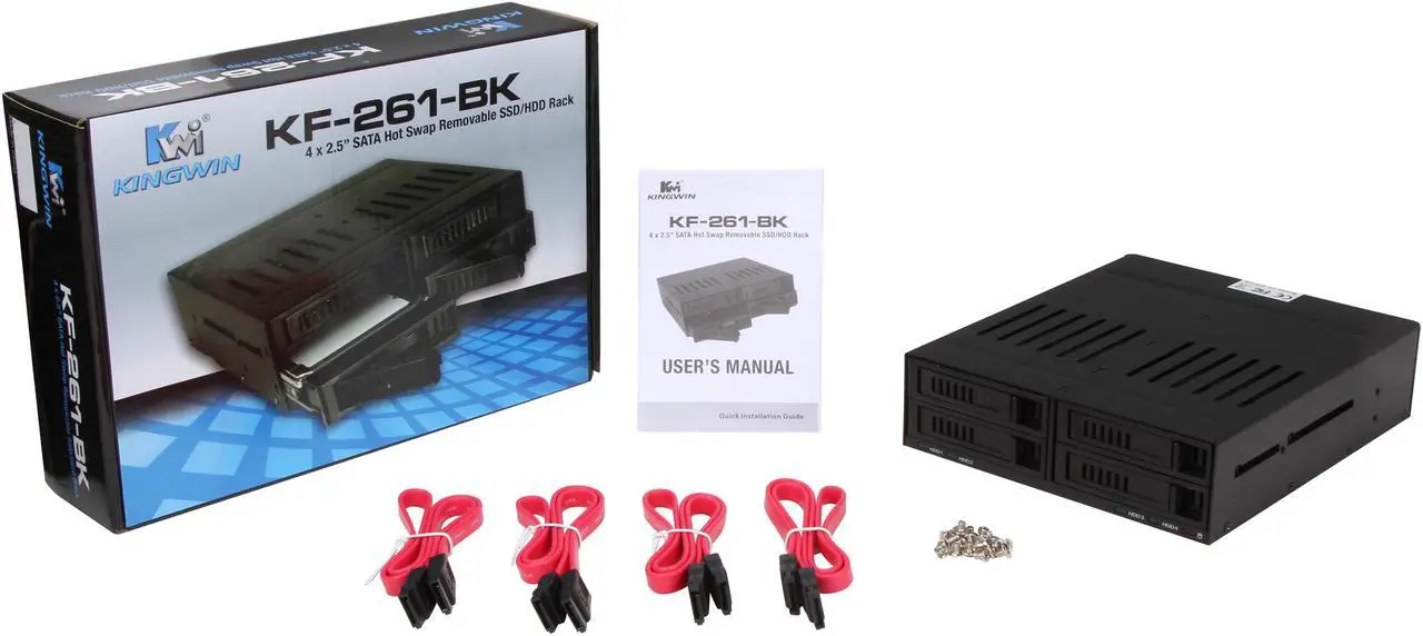 Alt view image 7 of 7 - KINGWIN KF-261-BK 4 x2.5" SATA Hot Swap Removable SSD/ HDD Rack
