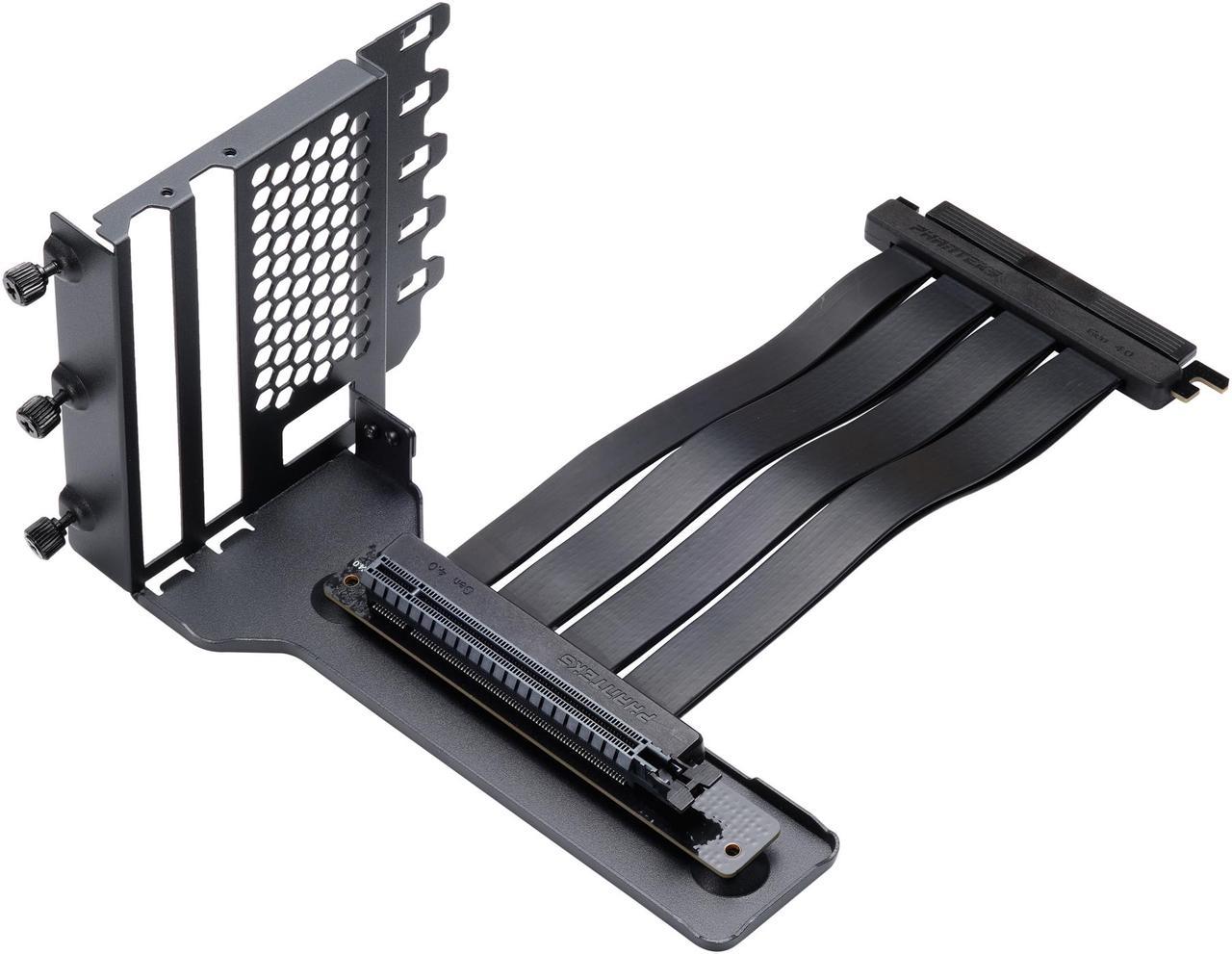 Phanteks Gen4 Vertical GPU Bracket, 220mm Flat Line PCI-E Gen4 x16 Riser Cable Kit, Black