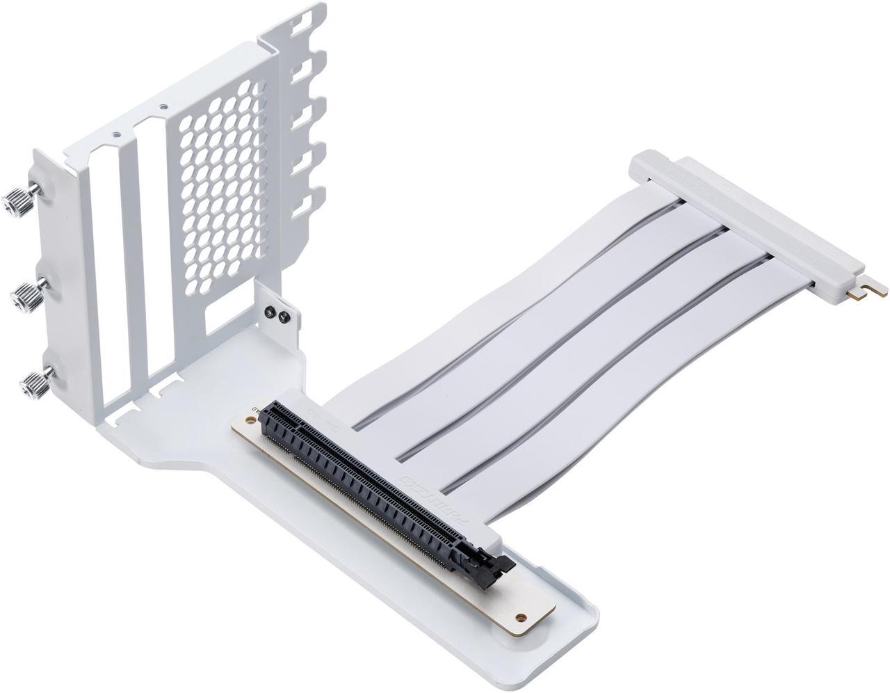 Phanteks Gen4 Vertical GPU Bracket, 220mm Flat Line PCI-E Gen4 x16 Riser Cable Kit, White