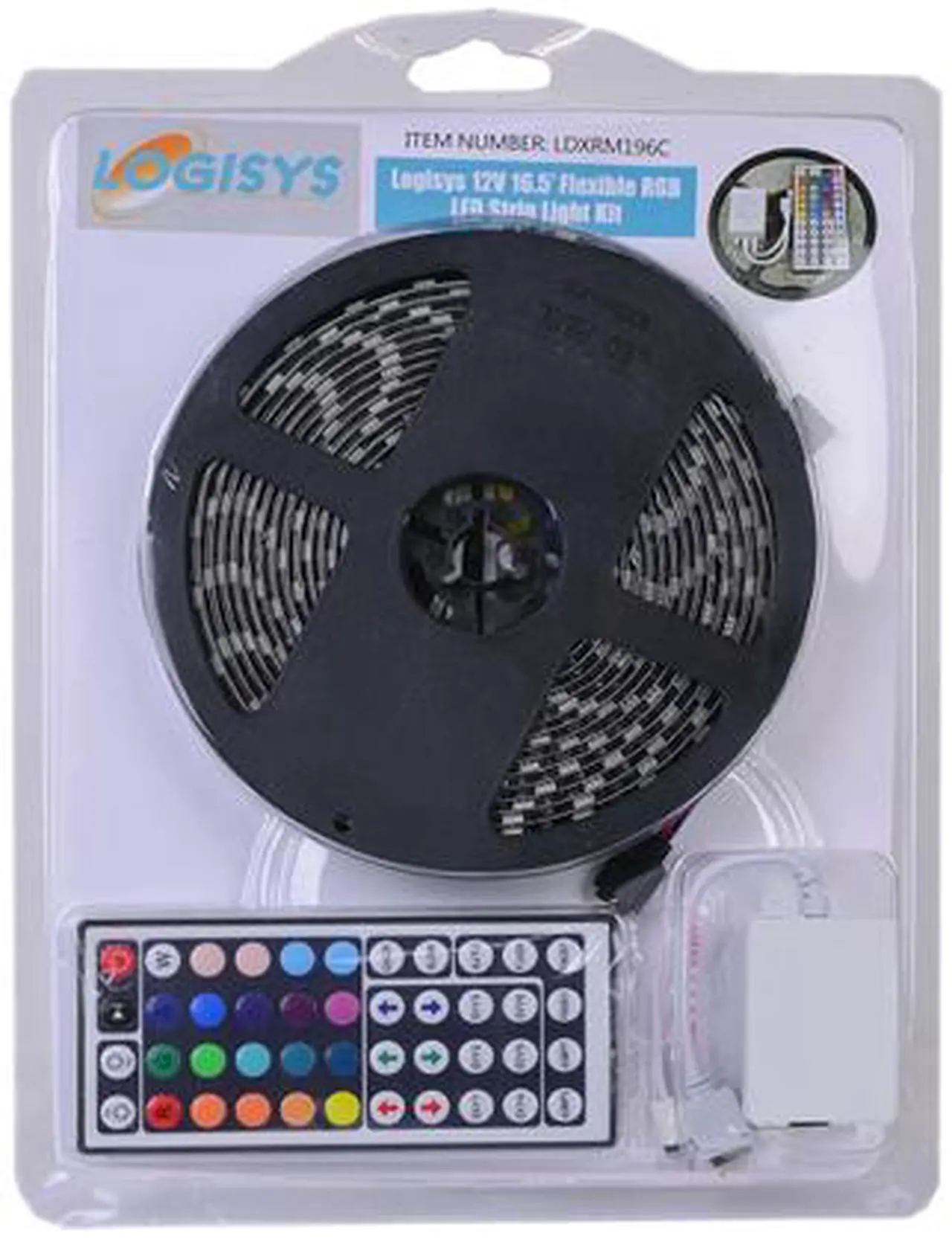 Alt view image 3 of 3 - LOGISYS Computer LDXRM196C 12V 16.5' FLIEXIBLE RGB LED STRIP LIGHT KIT