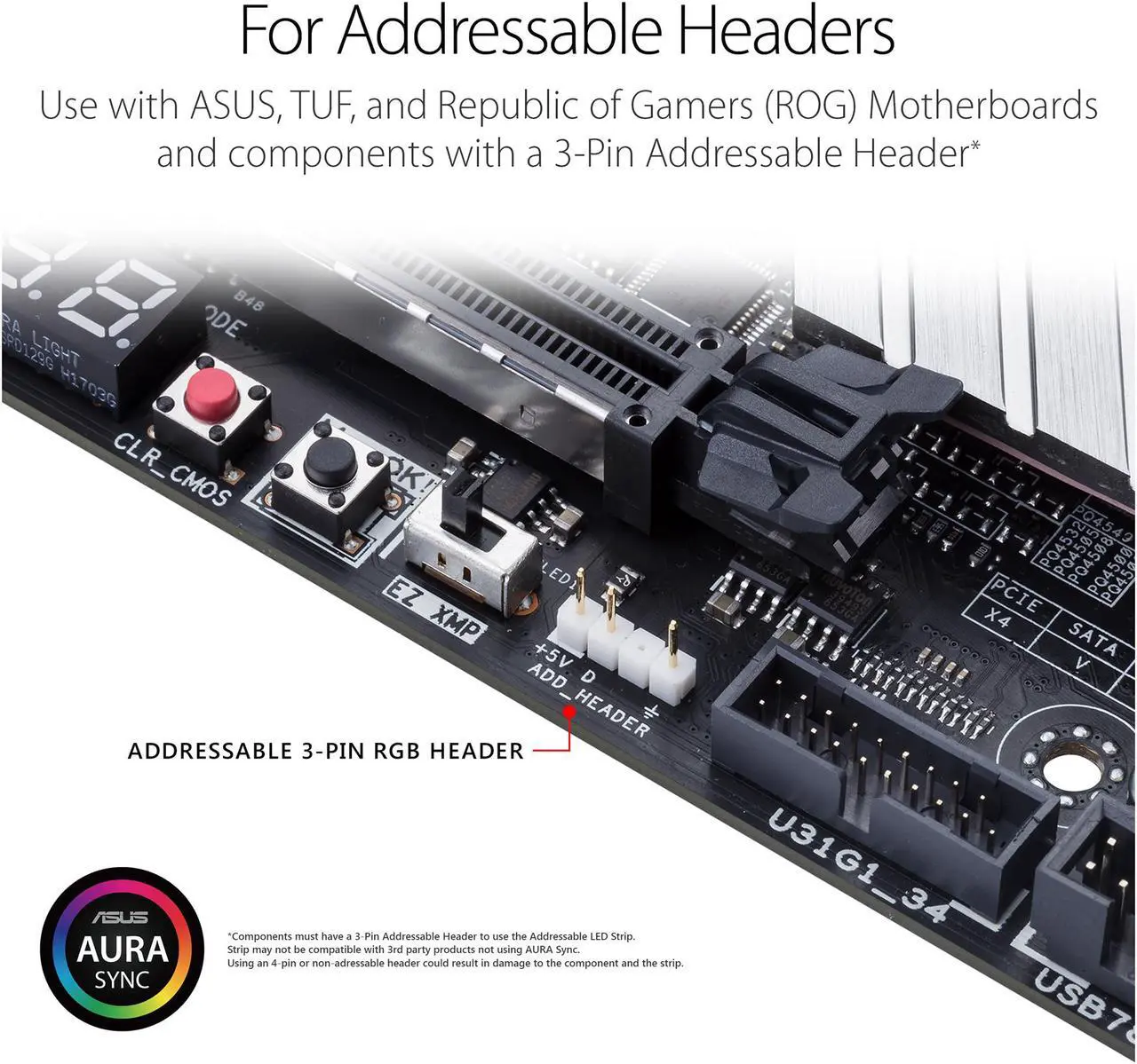 Alt view image 2 of 5 - ASUS ROG Addressable RGB 5050 LED 60cm Lighting Strip with Magnetic Backing and Adhesive Strips for use with AURA Sync RGB