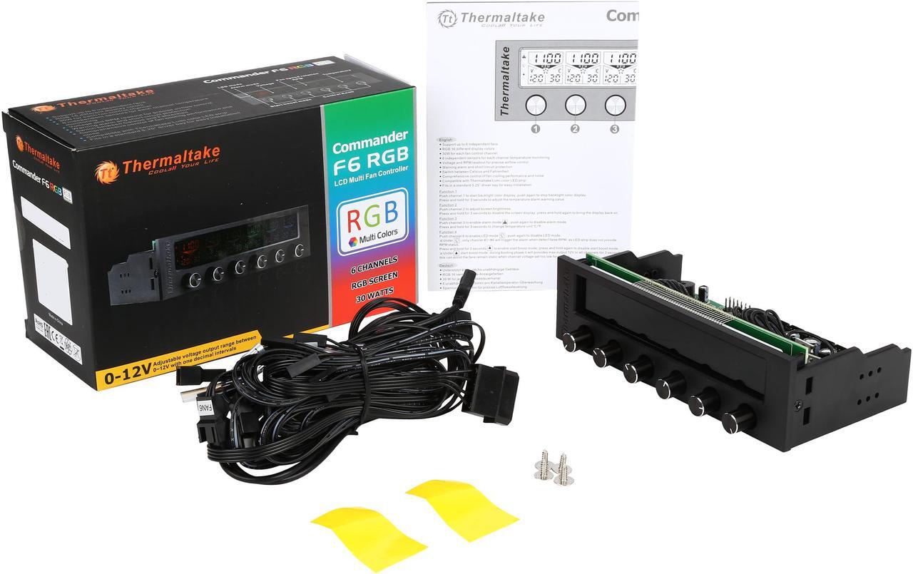 Alt view image 7 of 6 - Thermaltake Commander F6 RGB LCD 6 Channel Single 5.25” Bay Fan Controller AC-024-BN1NAN-A1