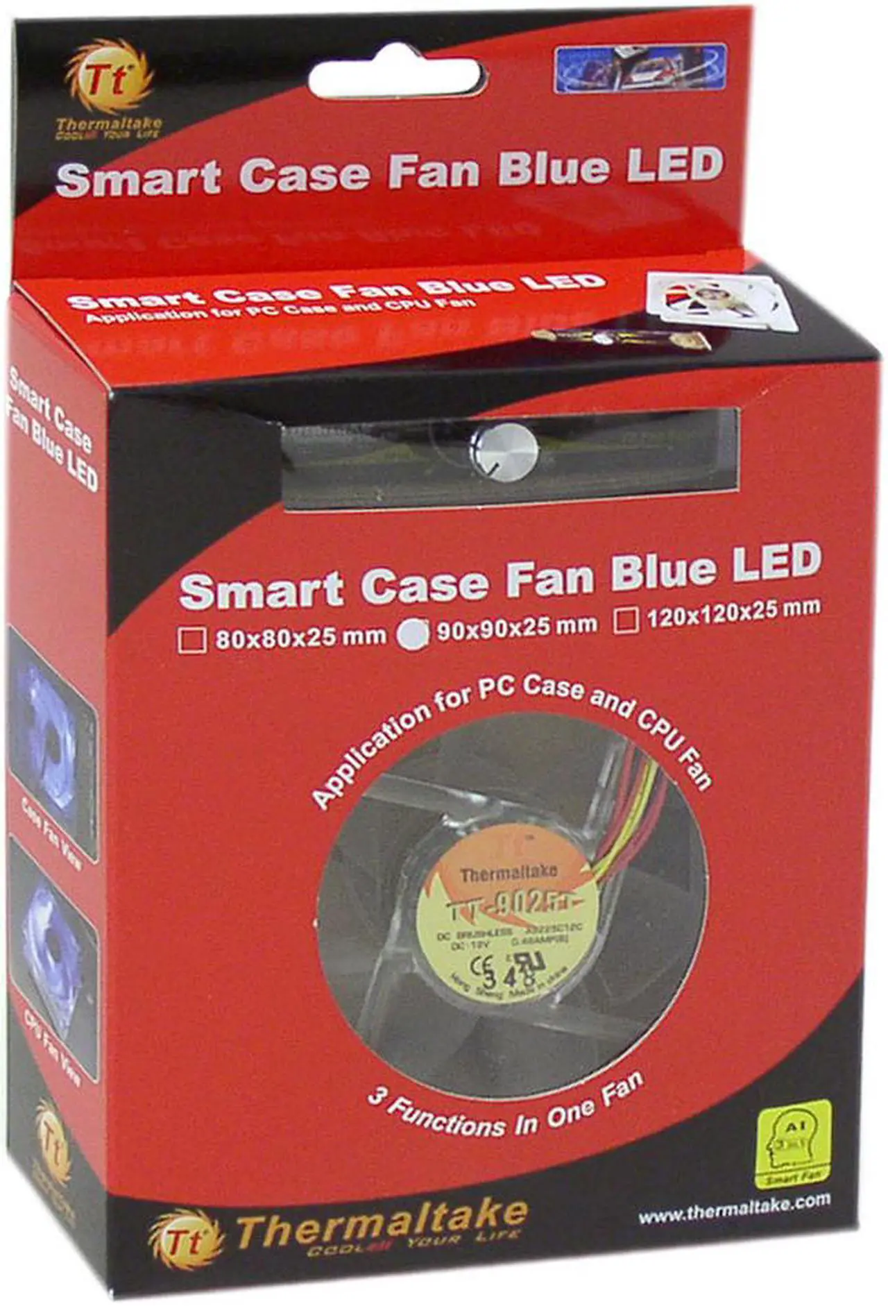 Alt view image 4 of 4 - Thermaltake A2017 90mm Blue LED Case Cooling Fan