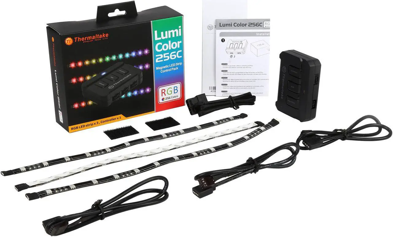 Alt view image 10 of 9 - Thermaltake Lumi Color 256C 3-Pack RGB Magnetic LED Strip Control Pack AC-037-LN1NAN-A1