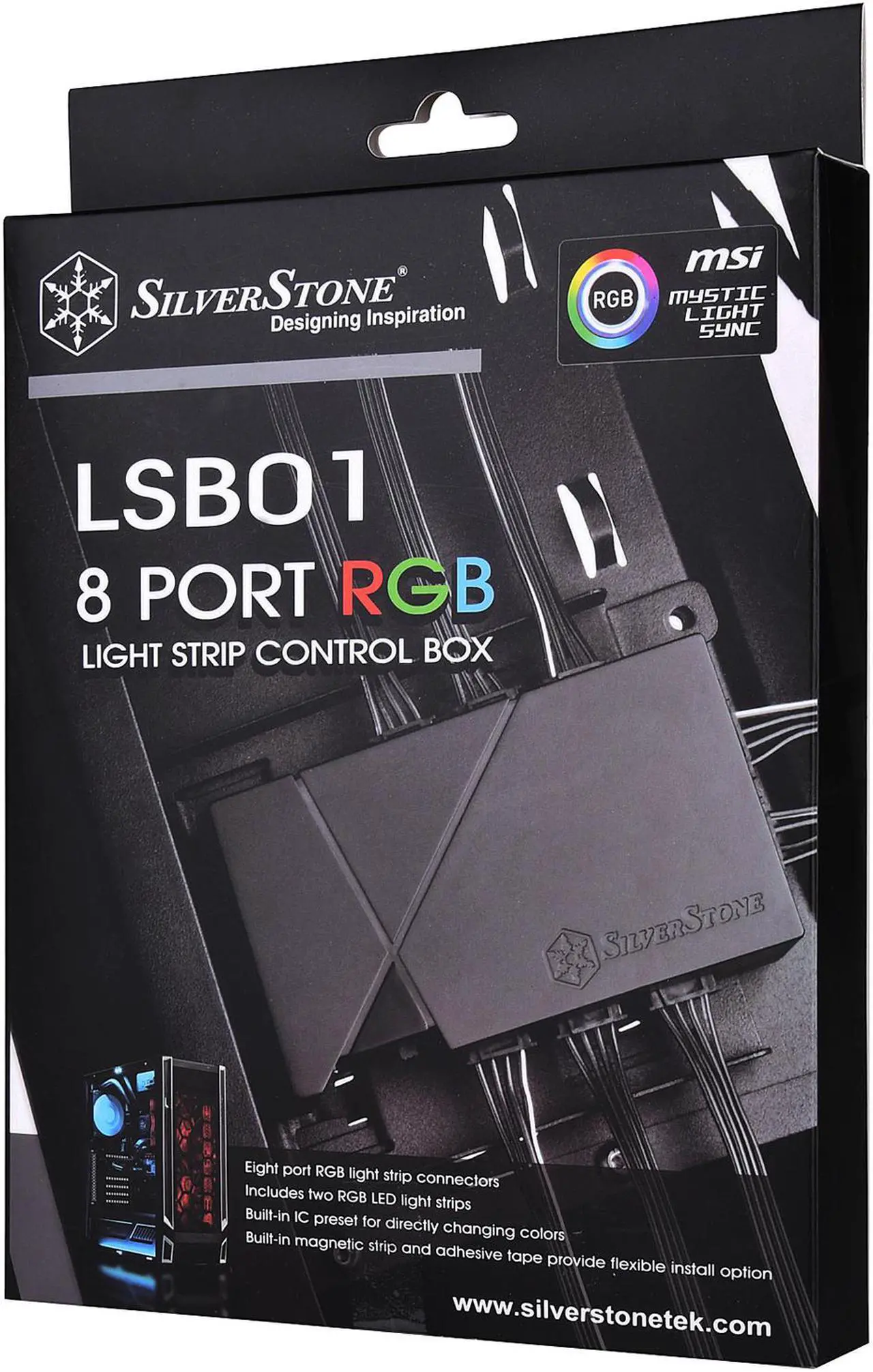 Alt view image 8 of 8 - Silverstone SST-LSB01 RGB Light Strip Control Box with 8 Port Signal Control
