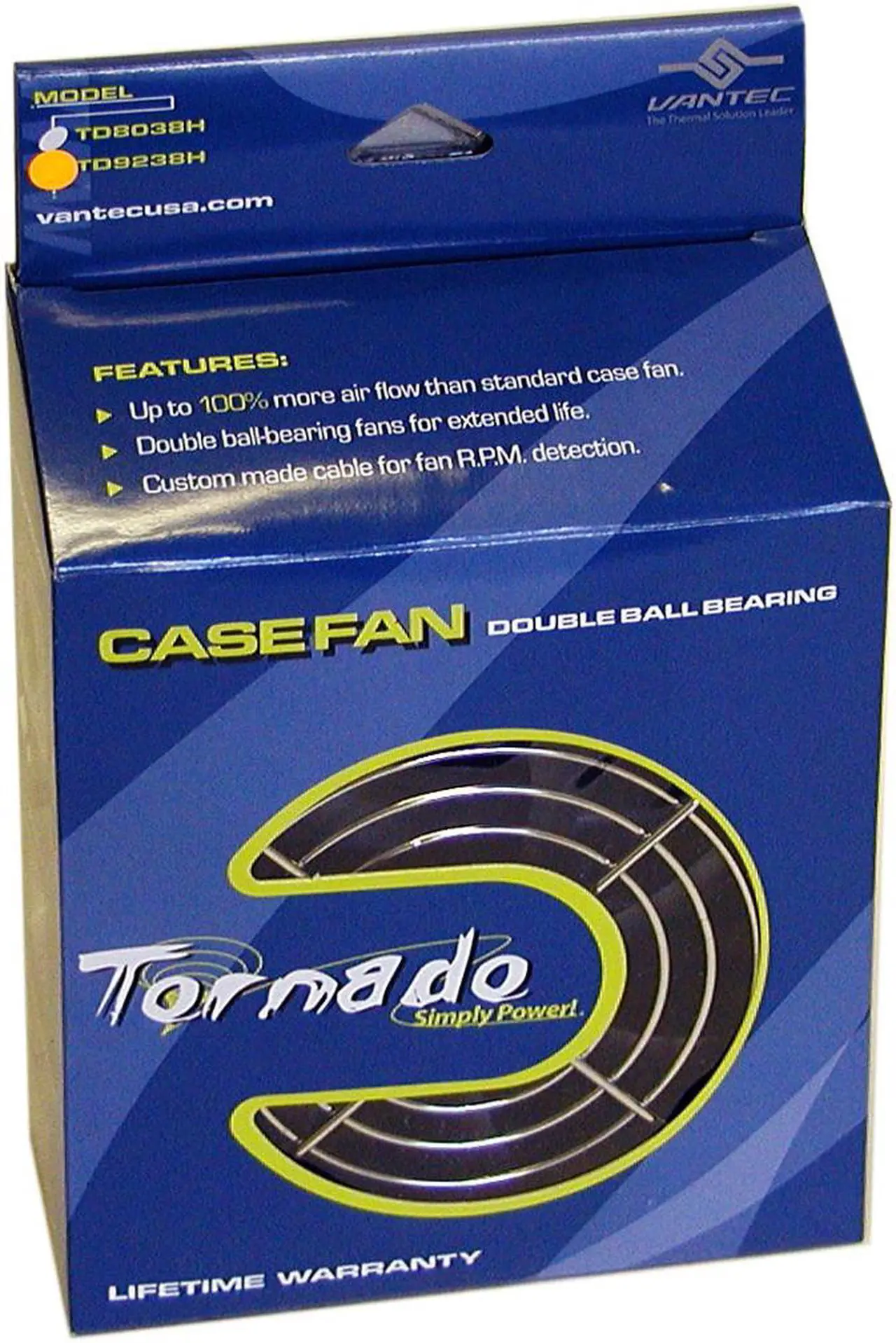 Alt view image 3 of 3 - Vantec Tornado 92mm Double Ball Bearing High Air Flow Case Fan - Model TD9238H