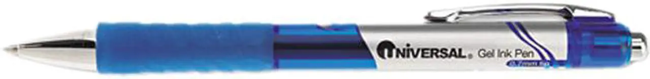 Main image of Universal Roller Ball Retractable Gel Pen, Blue Ink, Medium Point, Dozen, DZ - UNV39711