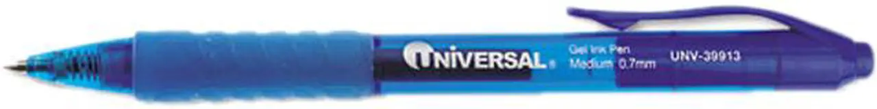 Main image of UNIVERSAL Clear Roller Ball Retractable Gel Pen Blue Ink. Medium Dozen 39913