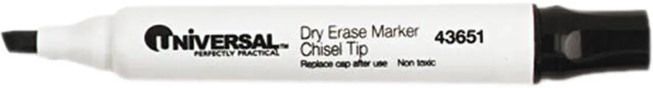 Main image of Universal Dry Erase Whiteboard Markers, Chisel Tip, Black, Dozen, DZ - UNV43651
