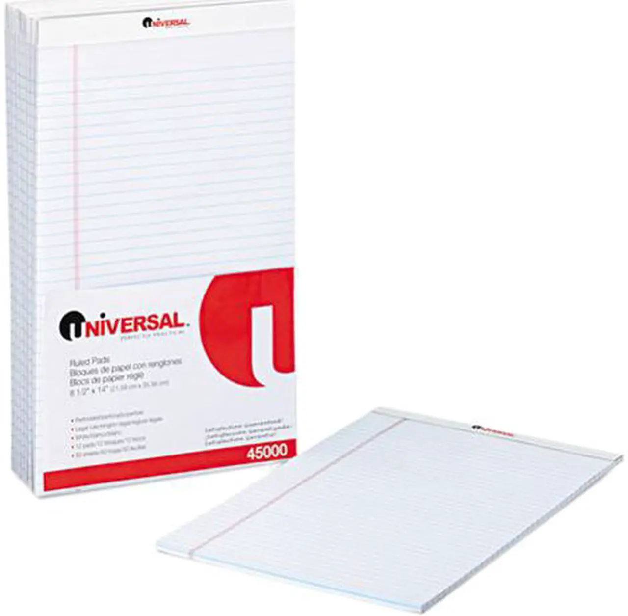 Main image of UNIVERSAL Perforated Edge Writing Pad Wide/Margin Rule Legal White 50 Sheet Dozen 45000