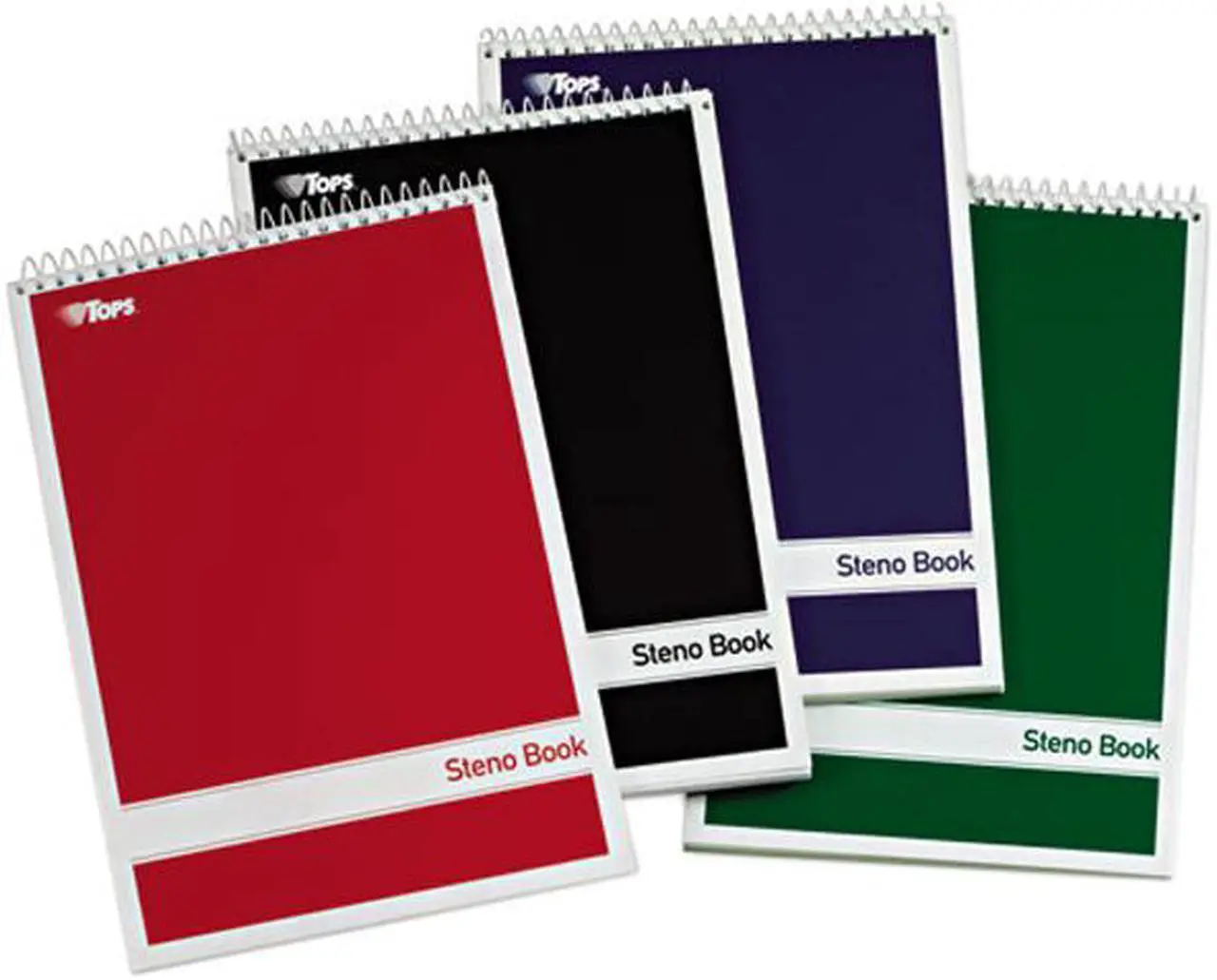 Main image of Tops Steno Book w/Assorted Colored Covers 6 x 9 Green Tint 80 Sheets 4 Pads/Pack 80221