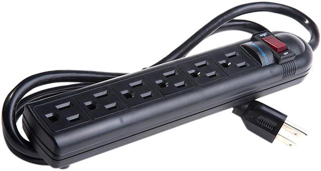 BlueDiamond BB-05 Black 4.0 Feet 6 Outlets Surge Protector