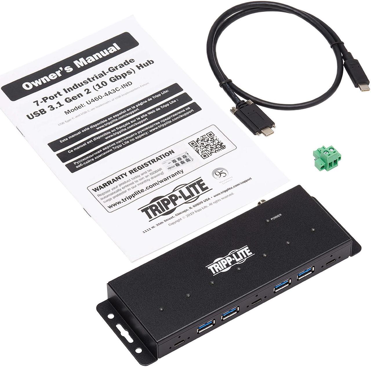 Alt view image 5 of 5 - Tripp Lite U460-4A3C-IND 7-Port Industrial-Grade USB 3.1 Gen 2 Hub