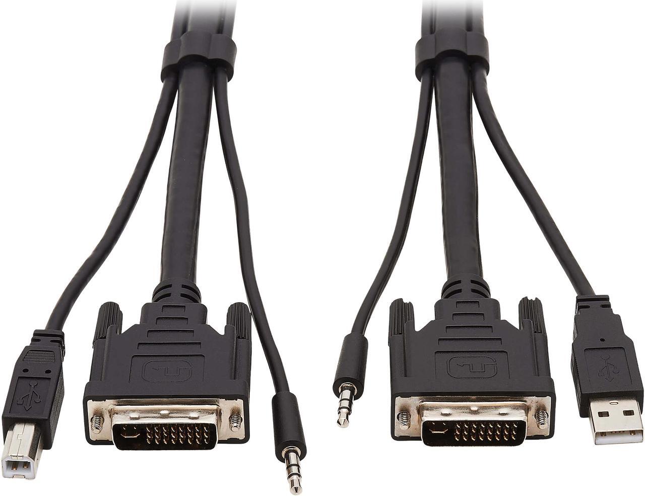 Main image of Tripp Lite P784-006 DVI KVM Cable Kit, 3 in 1 - DVI, USB, 3.5 mm Audio (3xM/3xM), 1080p, 6 ft., Black