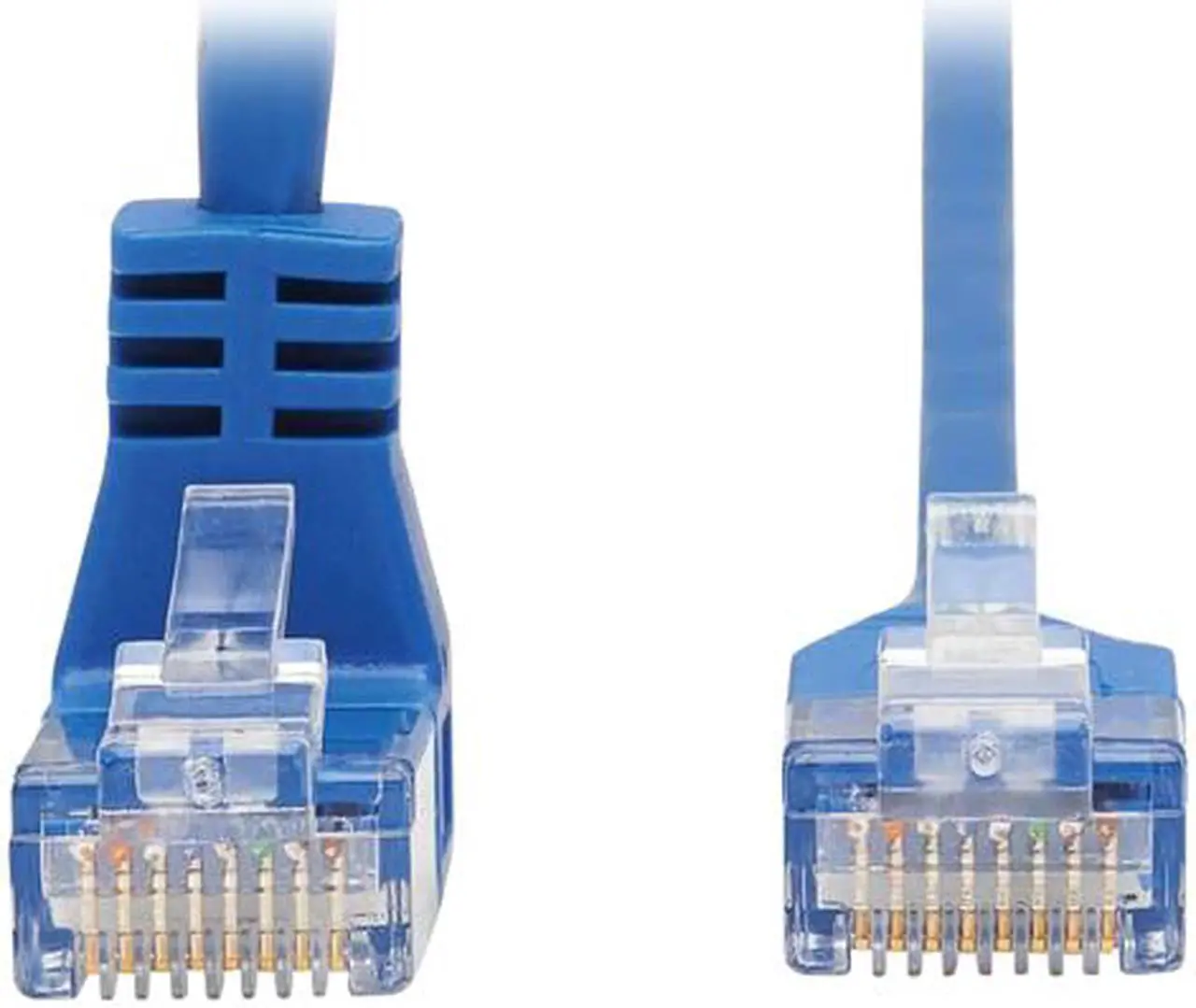 Alt view image 3 of 5 - TRIPP LITE N204-S15-BL-DN 15 ft. Cat 6 Blue Down-Angle Gigabit Molded Slim UTP Ethernet Cable (RJ45 Right-Angle Down M to RJ45 M)