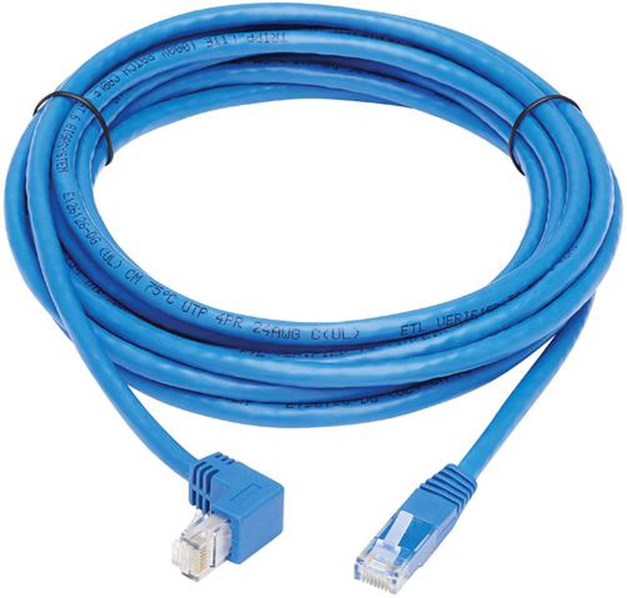 TRIPP LITE N204-015-BL-DN 15 ft. Cat 6 Blue Down-Angle Cat6 Gigabit Molded UTP Ethernet Cable (RJ45 Right-Angle Down M to RJ45 M)