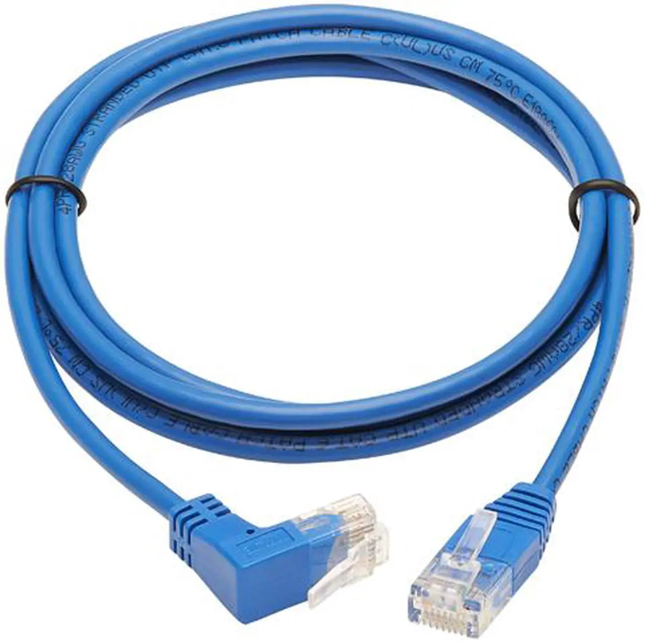 Main image of TRIPP LITE N204-S07-BL-UP 7 ft. Cat 6 Blue Up-Angle Gigabit Molded Slim UTP Ethernet Cable (RJ45 Right-Angle Up M to RJ45 M)