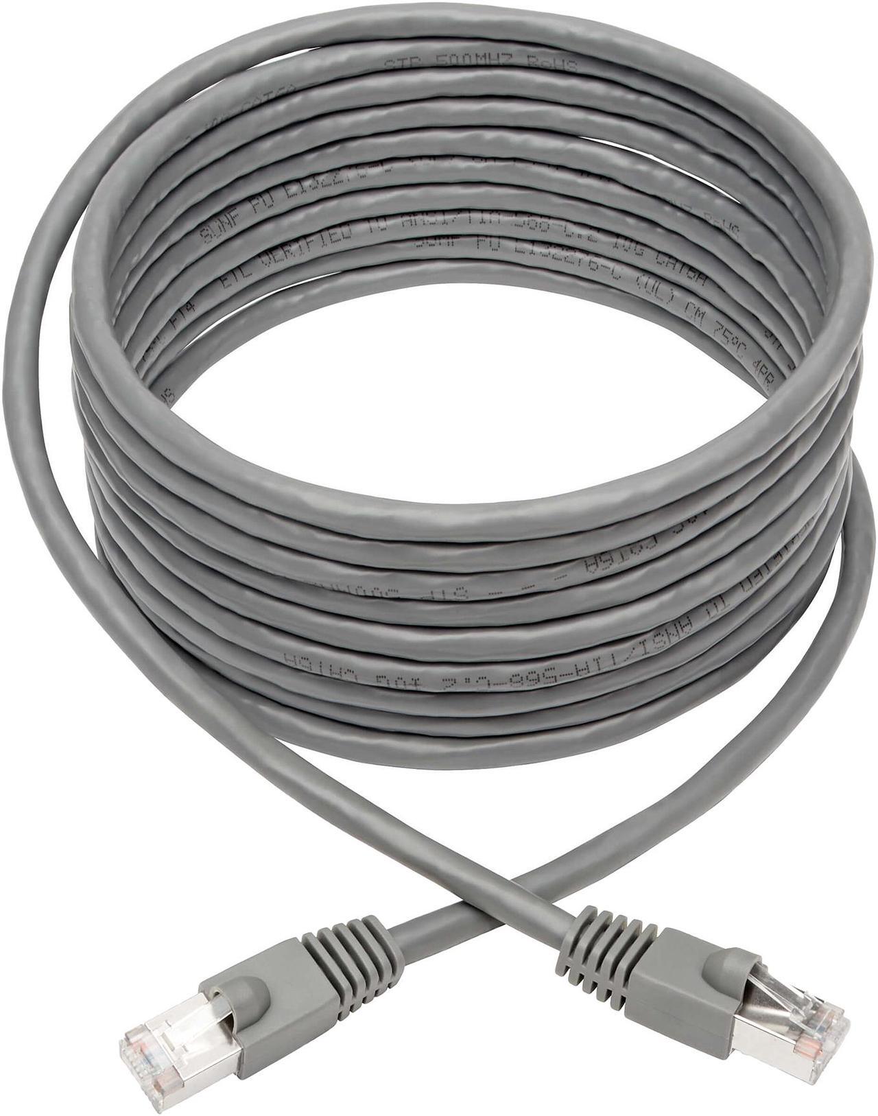 Main image of TRIPP LITE N262-025-GY 25 ft. Cat 6 Gray Cat6a 10G-Certified Snagless Shielded STP Ethernet Cable (RJ45 M/M), PoE, Gray, 25 ft.