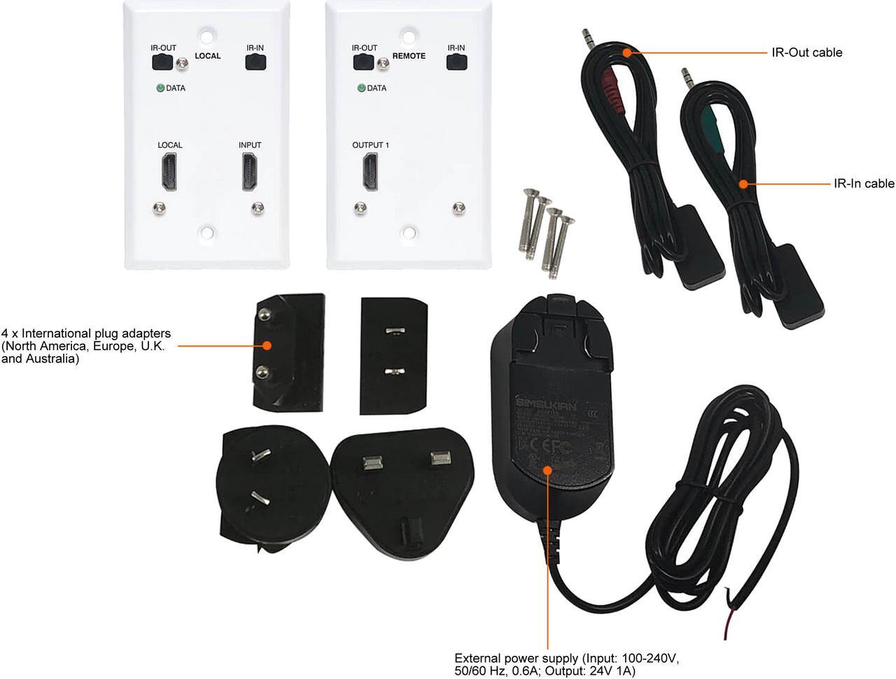 Alt view image 4 of 4 - Tripp Lite B127A-1A1-FHFH HDMI over Cat6 Extender Kit, Wallplate, 4K 60Hz, 4:4:4, IR, PoC, HDR, HDCP 2.2, 230 ft., TAA