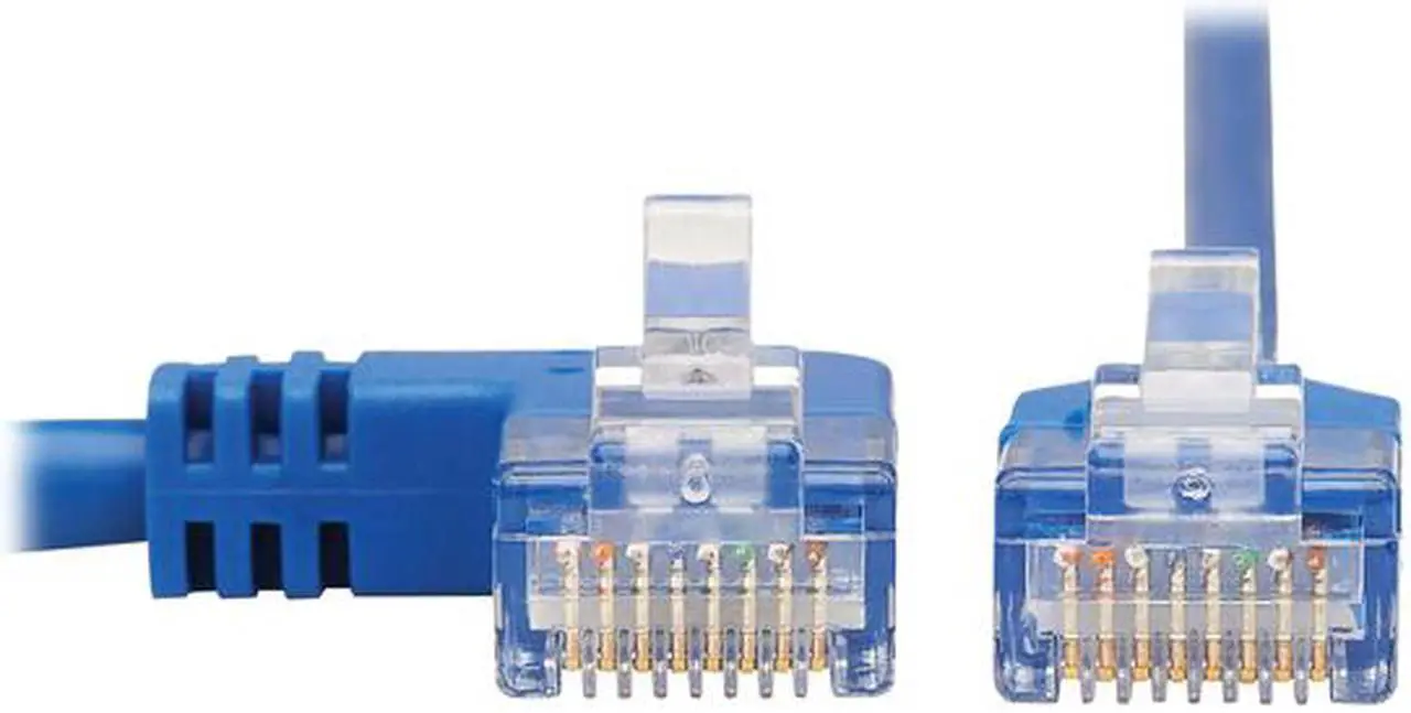 Alt view image 2 of 5 - TRIPP LITE N204-S07-BL-LA 7 ft. Cat 6 Blue Left-Angle Cat6 Gigabit Molded Slim UTP Ethernet Cable (RJ45 Left-Angle M to RJ45 M)